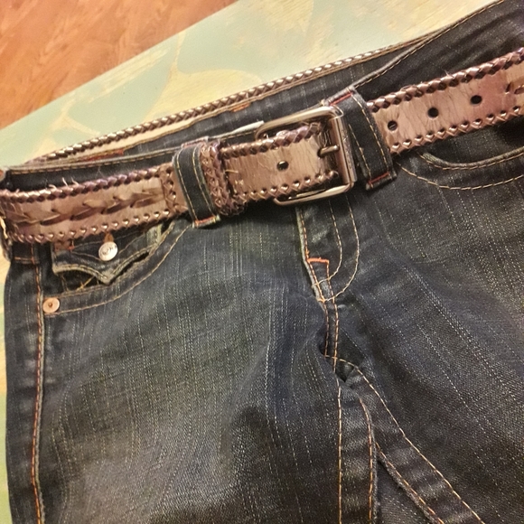 Genuine Leather Vintage Belt Metallic Woven Braid main image 6